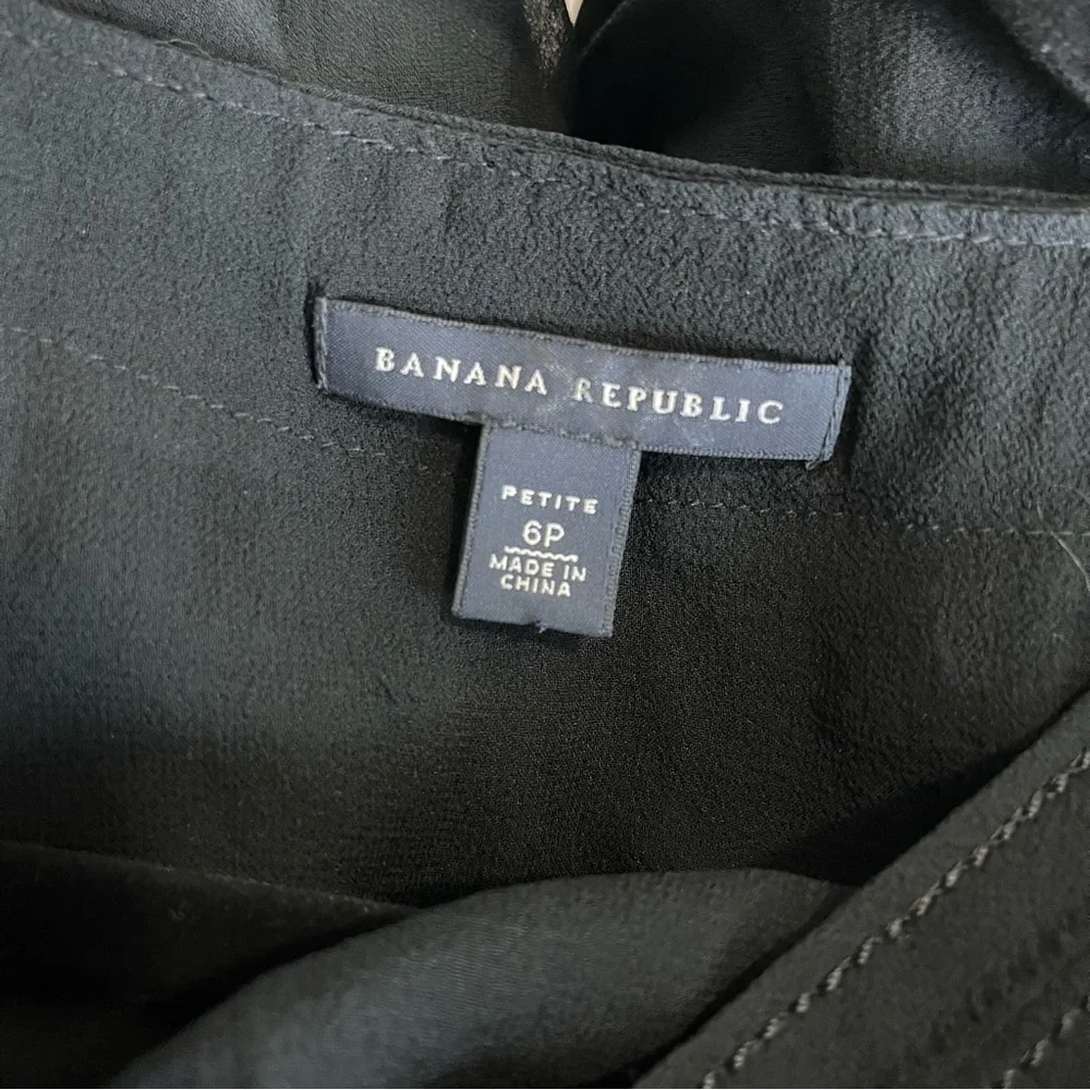 Banana Republic Black Sheer Silk Pleated Dress (Unlined)